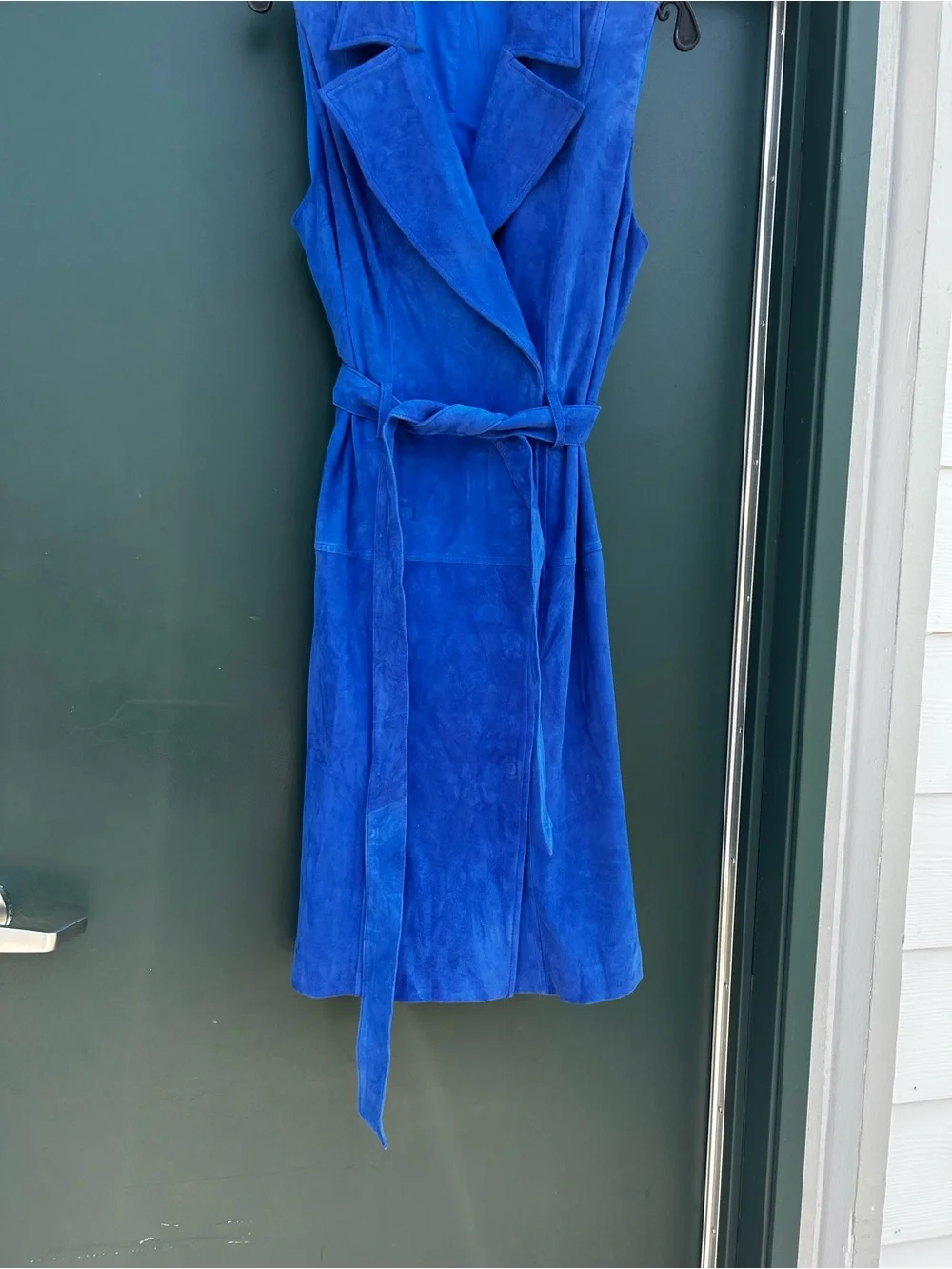 Banana Republic Cobalt Blue Sleeveless Suede Wrap Midi Dress - Picture 2 of 13